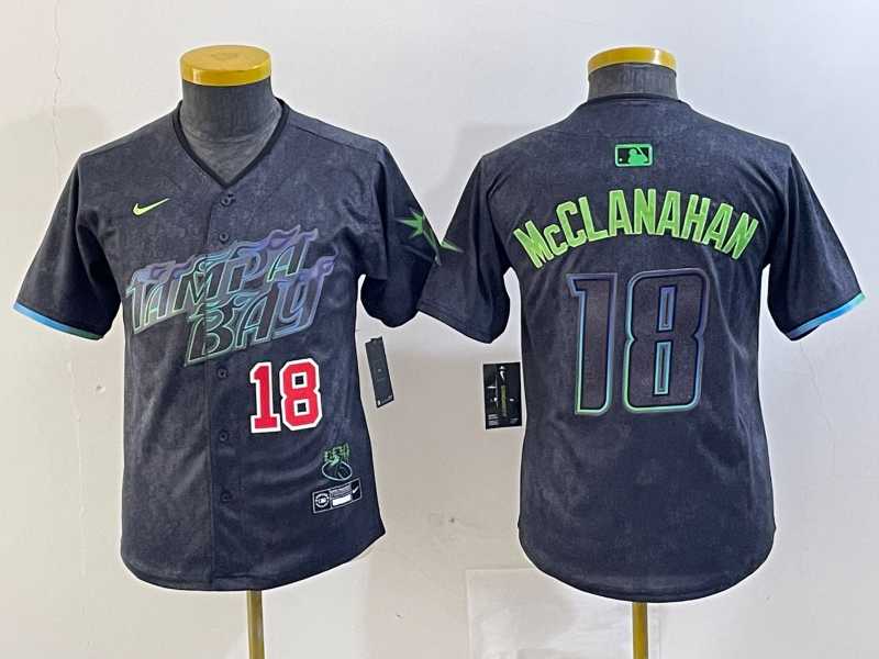 Youth Tampa Bay Rays #18 Shane McClanahan Charcoal 2024 City Connect Player Number Limited Cool Base Jerseys->mlb youth jerseys->MLB Jersey